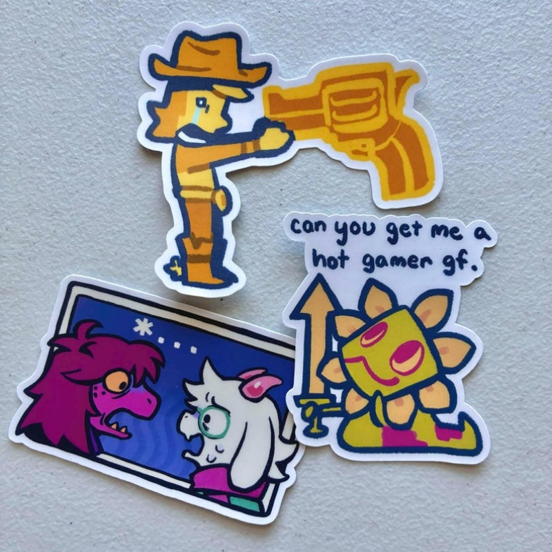 Deltarune Funny Meme Stickers  - Yellow Laptop Accessories ulasan dan harga