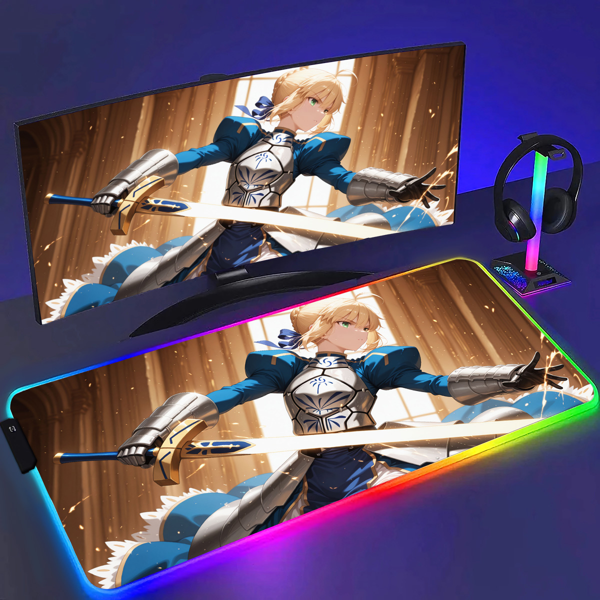 RGB Anime Fate Saber MousePad  - Laptop Accessories Rgb ulasan dan harga