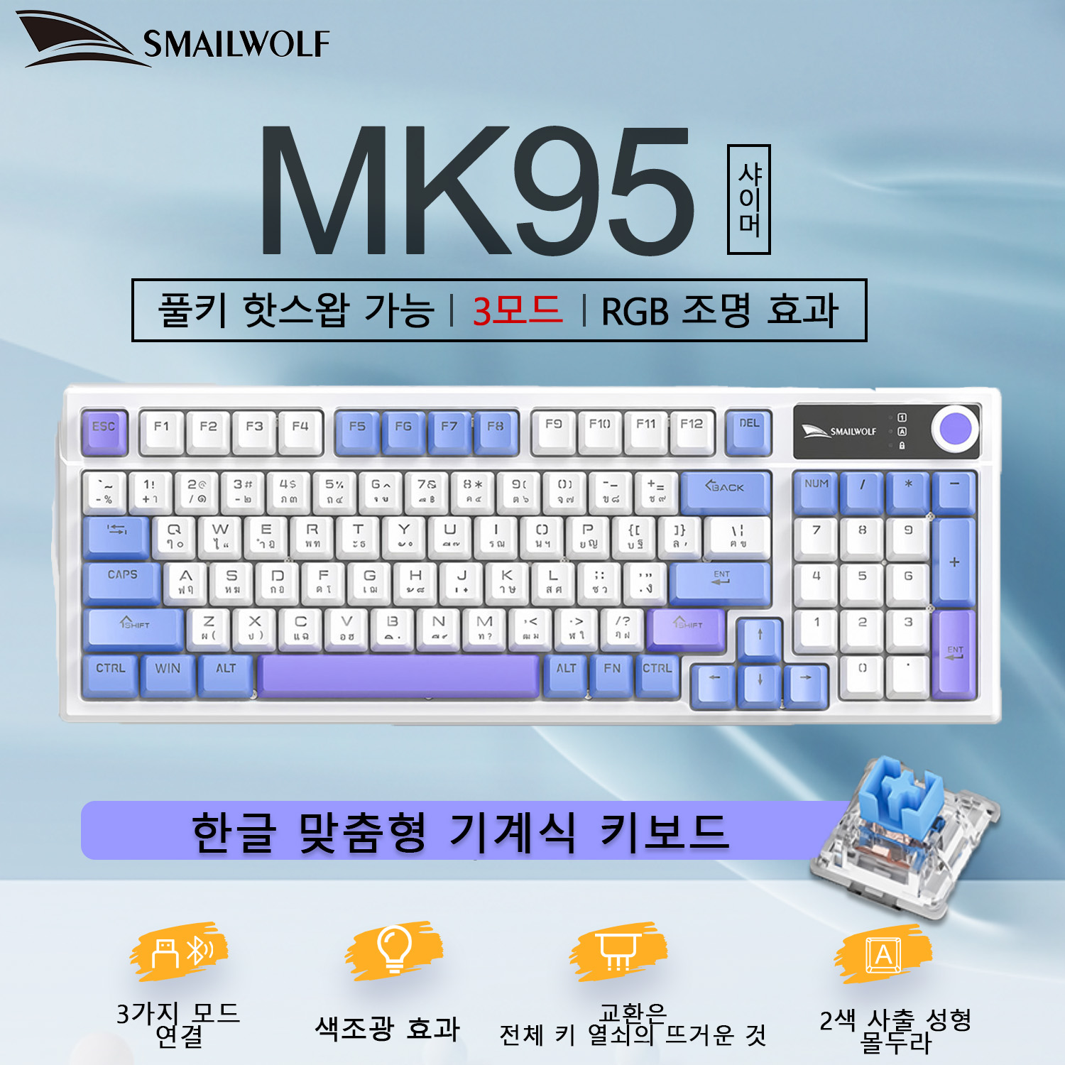 SMAILWOLF MK95 Bluetooth Wirel - Laptop Accessories Rgb ulasan dan harga